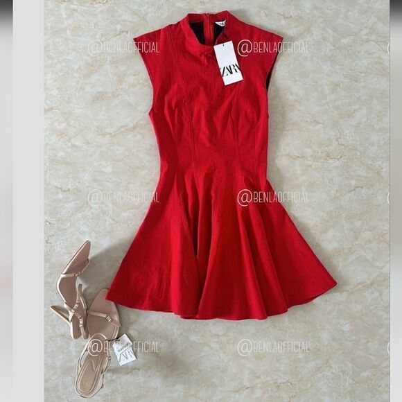 NWT ZARA MINI GODET DRESS ZW COLLECTION - Picture 15 of 16